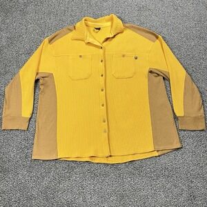 Backcountry‎ Jacket Womens M Yellow Waffle Knit Relaxed Fit Shacket Button Down